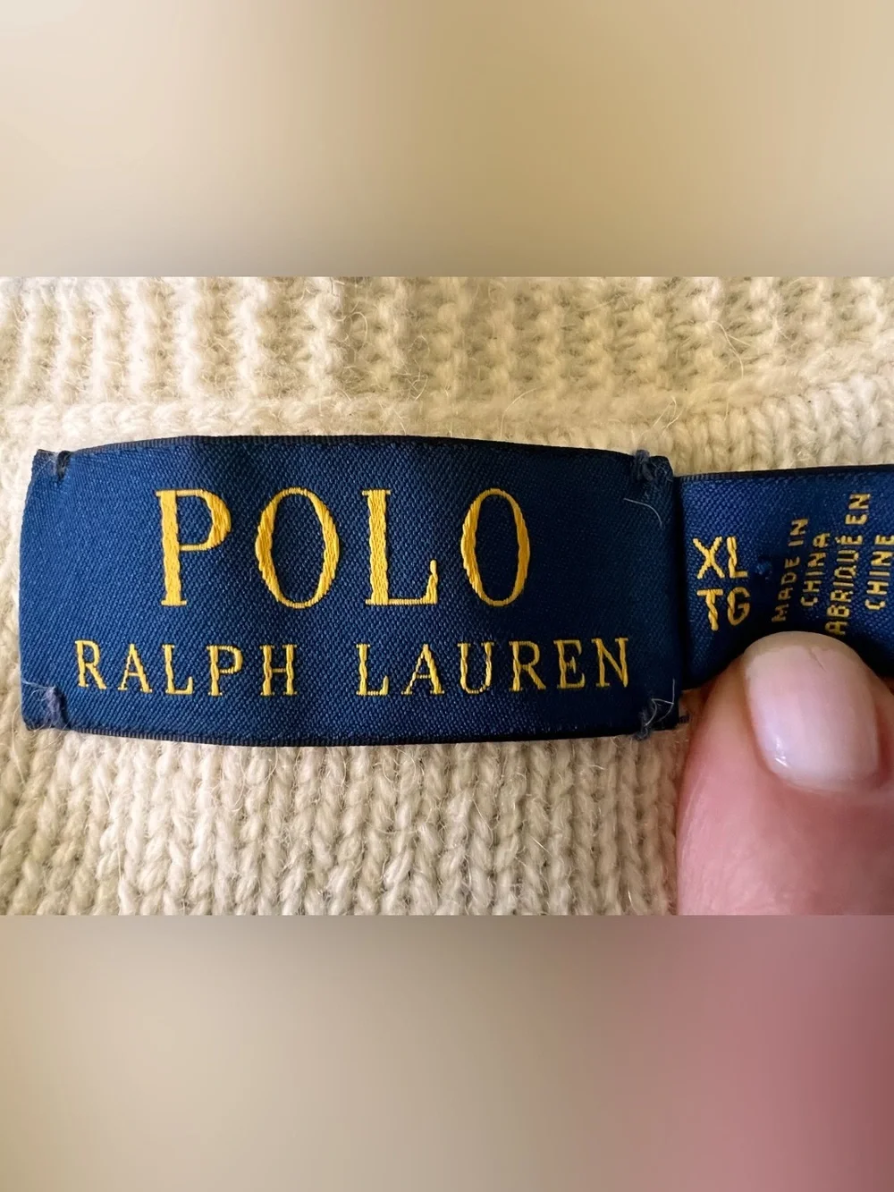 POLO Ralph Lauren XL Wool Cashmere Blend Cricket Cable Knit Sweater Orig $350